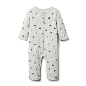𝅺Janie and Jack Baby Puppy One Piece‎ Romper Cookies and Cream Puppy Print